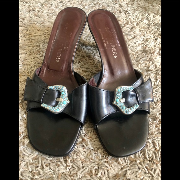 DONALD J PLINER Turquoise Buckle Kitten Heels - Picture 2 of 9